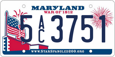 MD license plate 5AC3751
