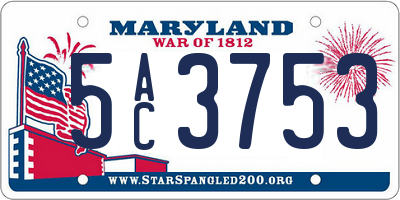 MD license plate 5AC3753