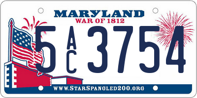 MD license plate 5AC3754