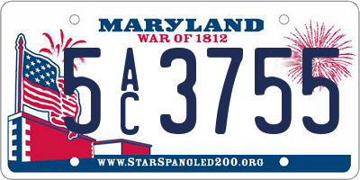 MD license plate 5AC3755