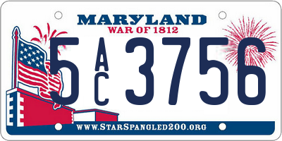MD license plate 5AC3756