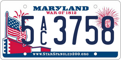 MD license plate 5AC3758