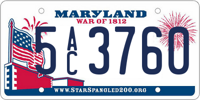 MD license plate 5AC3760