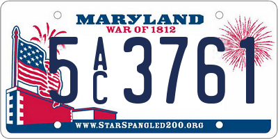 MD license plate 5AC3761