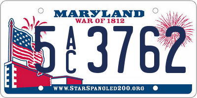 MD license plate 5AC3762