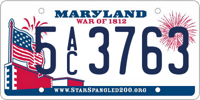 MD license plate 5AC3763
