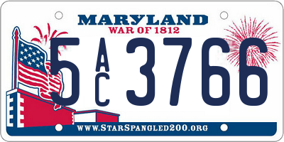 MD license plate 5AC3766