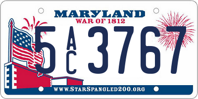 MD license plate 5AC3767