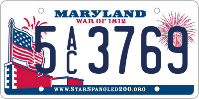 MD license plate 5AC3769