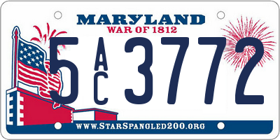 MD license plate 5AC3772