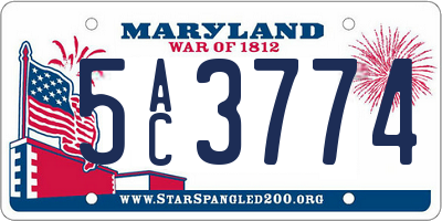 MD license plate 5AC3774