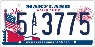 MD license plate 5AC3775