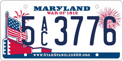 MD license plate 5AC3776
