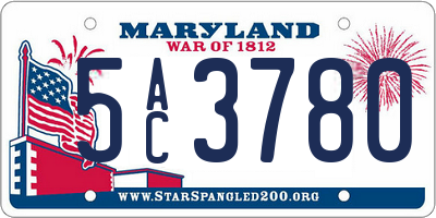 MD license plate 5AC3780