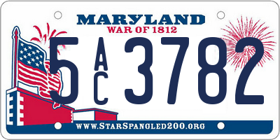 MD license plate 5AC3782