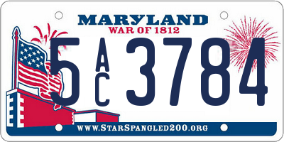 MD license plate 5AC3784