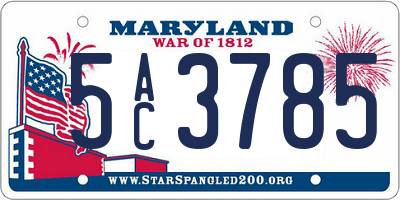 MD license plate 5AC3785