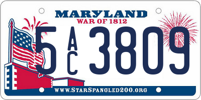 MD license plate 5AC3809