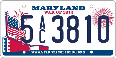 MD license plate 5AC3810