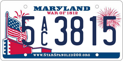 MD license plate 5AC3815