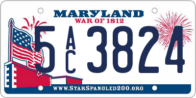 MD license plate 5AC3824