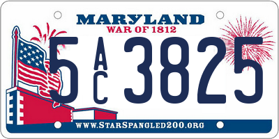 MD license plate 5AC3825