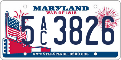 MD license plate 5AC3826
