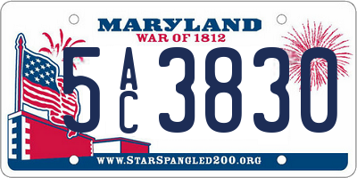 MD license plate 5AC3830