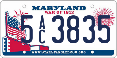 MD license plate 5AC3835