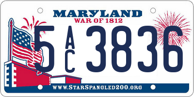 MD license plate 5AC3836