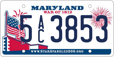 MD license plate 5AC3853