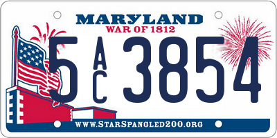 MD license plate 5AC3854