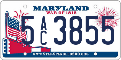 MD license plate 5AC3855