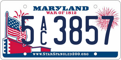 MD license plate 5AC3857