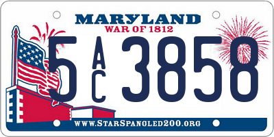 MD license plate 5AC3858