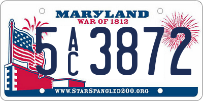 MD license plate 5AC3872