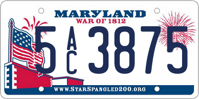 MD license plate 5AC3875