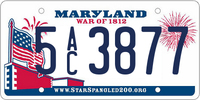MD license plate 5AC3877