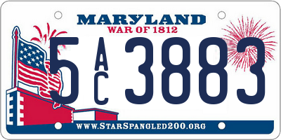 MD license plate 5AC3883