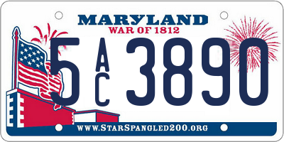 MD license plate 5AC3890