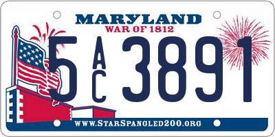 MD license plate 5AC3891