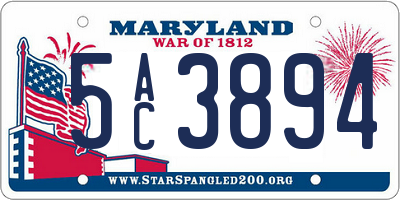 MD license plate 5AC3894