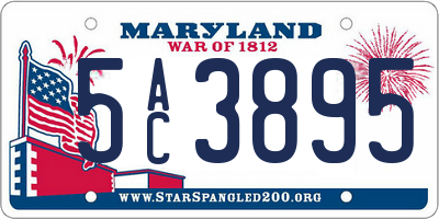 MD license plate 5AC3895
