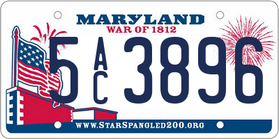 MD license plate 5AC3896
