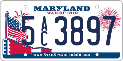 MD license plate 5AC3897