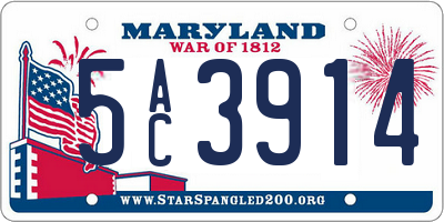 MD license plate 5AC3914