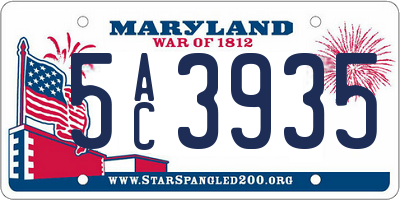 MD license plate 5AC3935