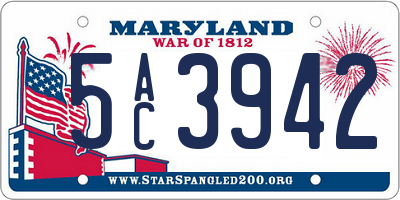 MD license plate 5AC3942