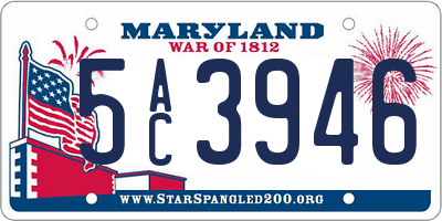 MD license plate 5AC3946