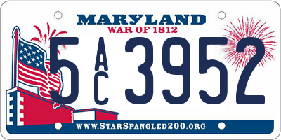MD license plate 5AC3952